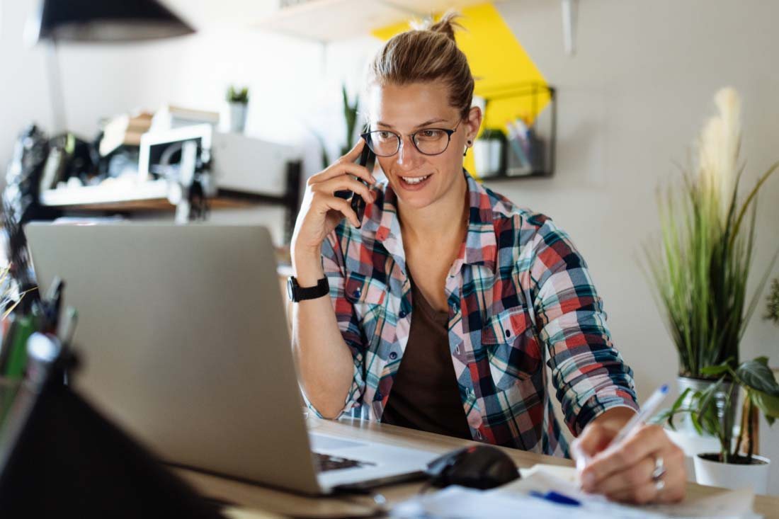 A Gerber Agency agent working remotely from a home office